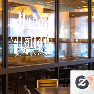 Snowflakes Happy Holiday, Restaurant window clings