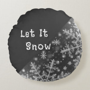 Snowflakes / Hearts / Let It Snow Round Cushion