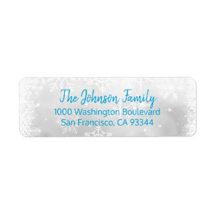 SNOWFLAKES Holiday Christmas Blue Return Address