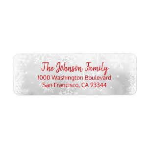SNOWFLAKES Holiday Christmas RED Return Address