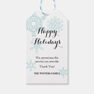 Snowflakes Holiday gift tag for service providers