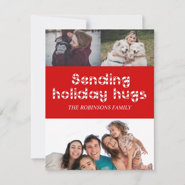 Snowflakes Holiday Hugs Photo Greeting Card (Front)