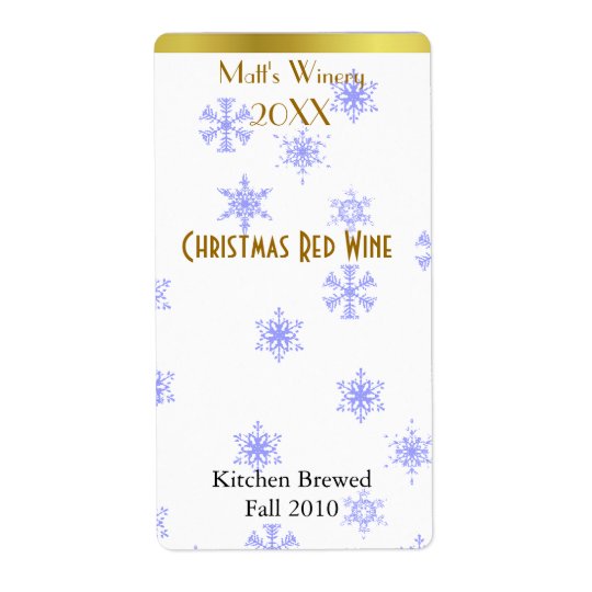 Snowflakes Home Made Wine Labels