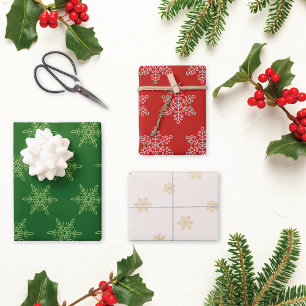 Snowflakes Homespun Pattern Christmas Wrapping Paper Sheet