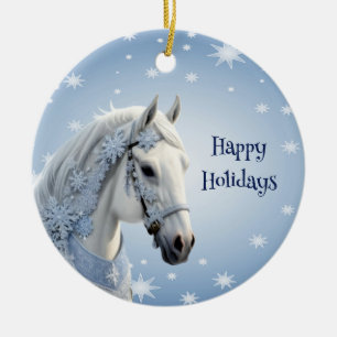 Snowflakes Horse Holiday Christmas Ornament