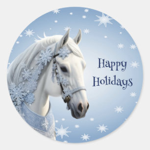 Snowflakes Horse Holiday Christmas Sticker