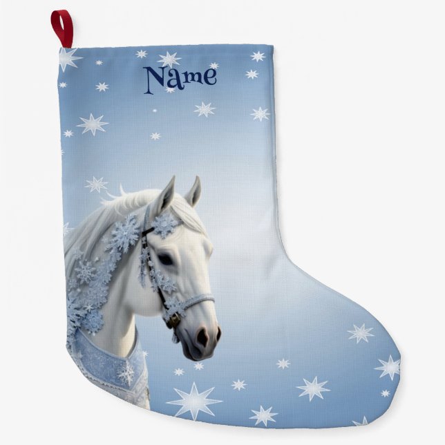 Snowflakes Horse Holiday Christmas Stocking (Front)