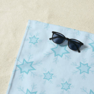 Snowflakes, Ice Blue, Icy Snowflakes, Snow Beach Towel