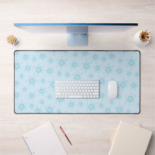 Snowflakes, Ice Blue, Icy Snowflakes, Snow Desk Mat