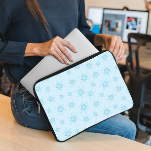Snowflakes, Ice Blue, Icy Snowflakes, Snow Laptop Sleeve