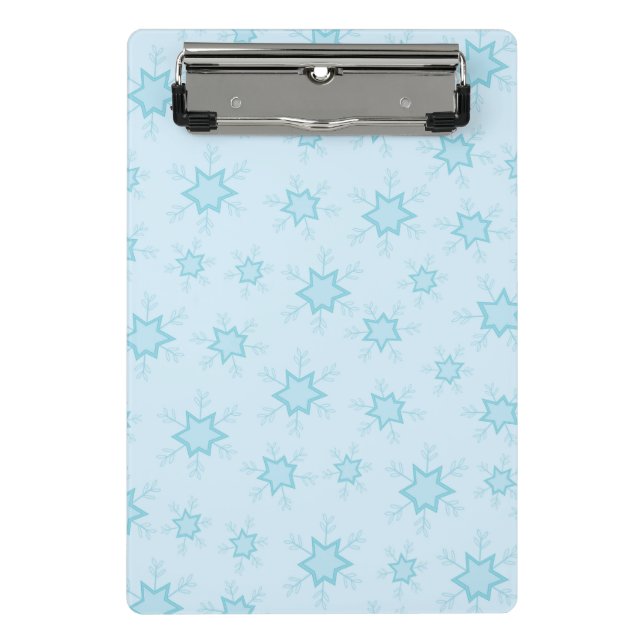 Snowflakes, Ice Blue, Icy Snowflakes, Snow Mini Clipboard (Front)