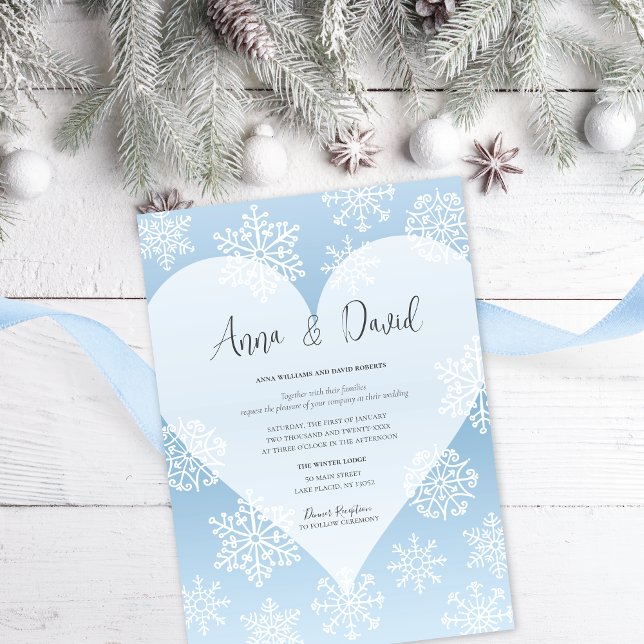 Snowflakes Icy Blue Winter Wedding Invitation (Creator Uploaded)