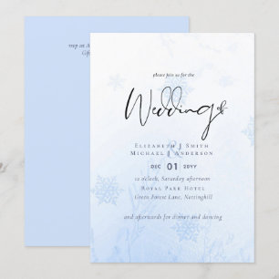 Snowflakes in December Winter Wedding Budget Invitation