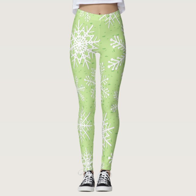 Snowflakes in green leggings (Front)