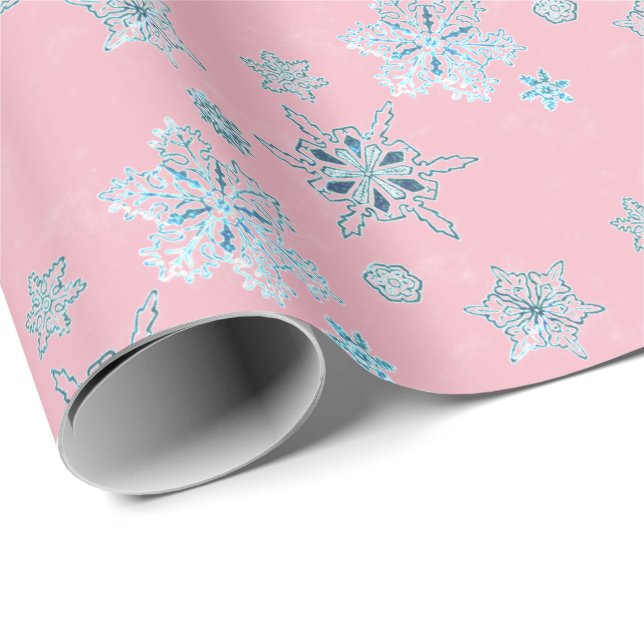 snowflakes in pale pink wrapping paper (Roll Corner)