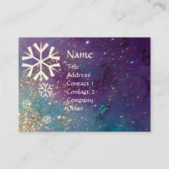 SNOWFLAKES IN SILVER SPARKLES BUSINESS CARD (Front)