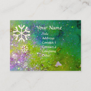 SNOWFLAKES IN SILVER SPARKLES BUSINESS CARD