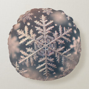Snowflakes / In The Fog Round Cushion