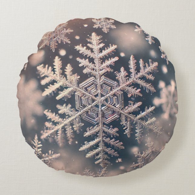 Snowflakes / In The Fog Round Cushion (Front)