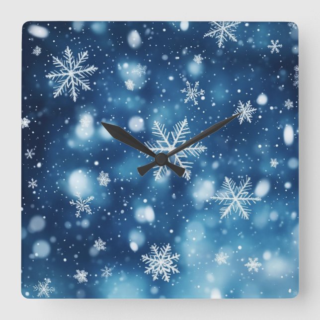 Snowflakes in the Night – Winter Wall Clock (Front)
