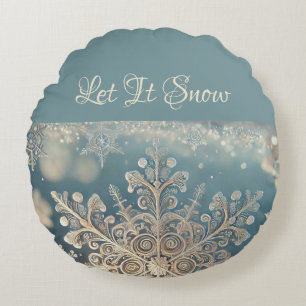 Snowflakes / Lace / Let It Snow Round Cushion