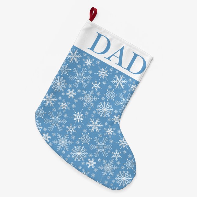 Snowflakes Large Christmas Stocking (Front (Hanging))