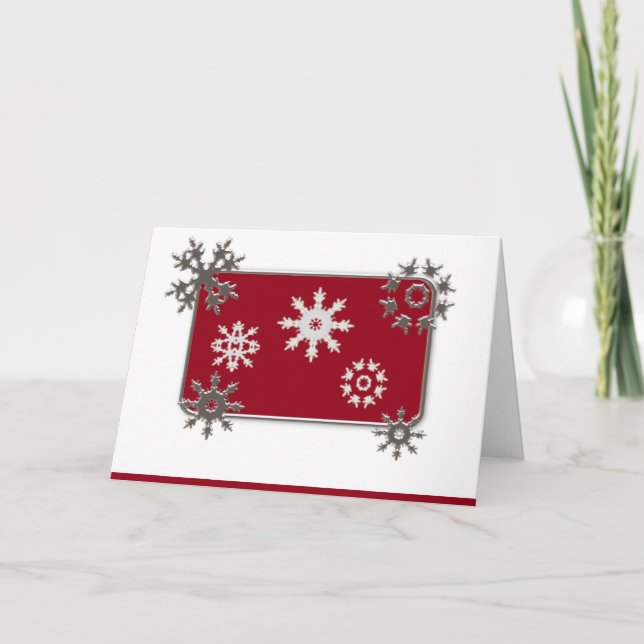 Snowflakes Large Font Christmas Card (Front)