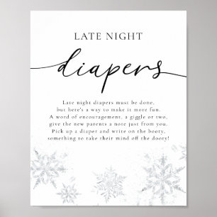 Snowflakes Late Night Diapers Sign