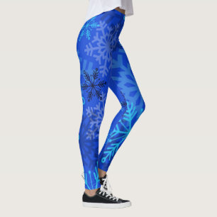 Snowflakes Layered on Blue Leggings