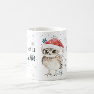 Snowflakes Let it snow Owl Christmas Red Santa Hat Coffee Mug