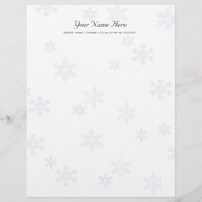 Snowflakes Letterhead Stationery Linen Paper (Front)