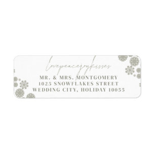 Snowflakes Love Peace Joy Kisses Wedding Address
