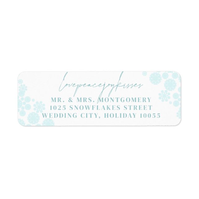 Snowflakes Love Peace Joy Kisses Wedding Address (Front)