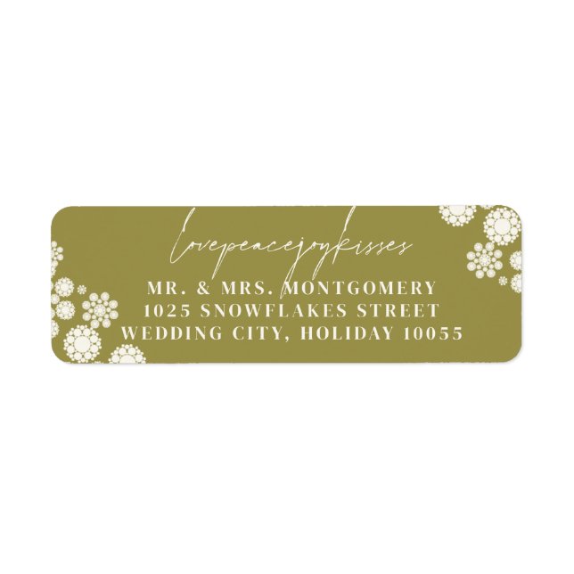 Snowflakes Love Peace Joy Kisses Wedding Address (Front)
