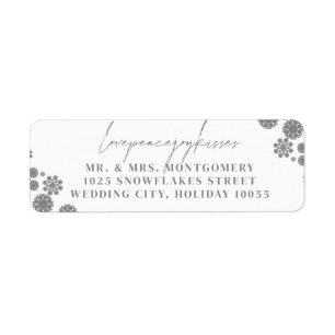 Snowflakes Love Peace Joy Kisses Wedding Address