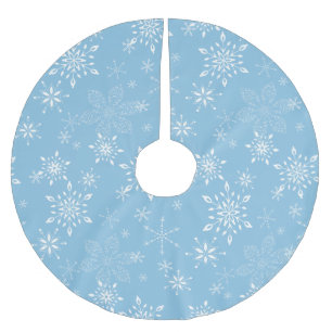 Snowflakes Lt. Blue Brushed Polyester Tree Skirt