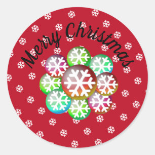 Snowflakes Merry Christmas Classic Round Sticker