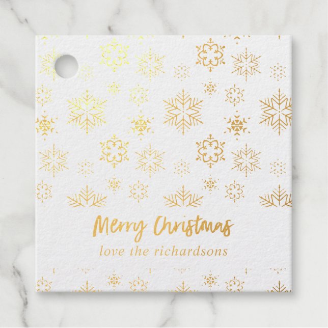 Snowflakes Merry Christmas Favour Tags (Front)