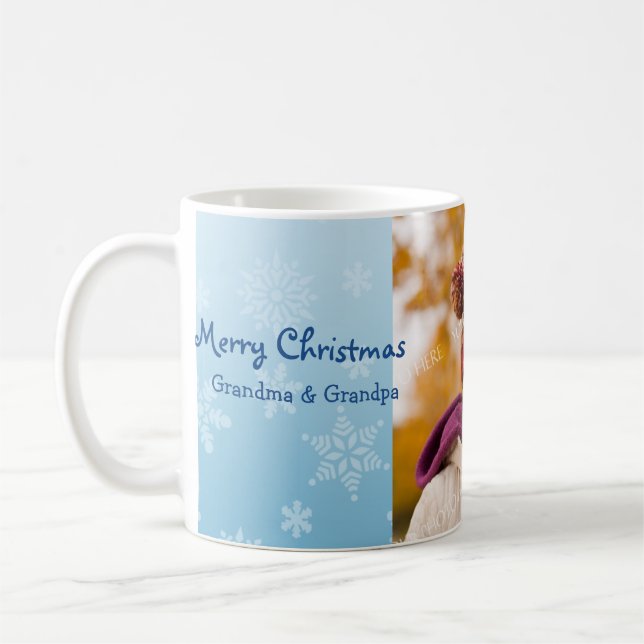 Snowflakes Merry Christmas Grandparents Mug (Left)