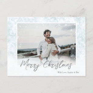 Snowflakes Merry Christmas One Photo Postcard