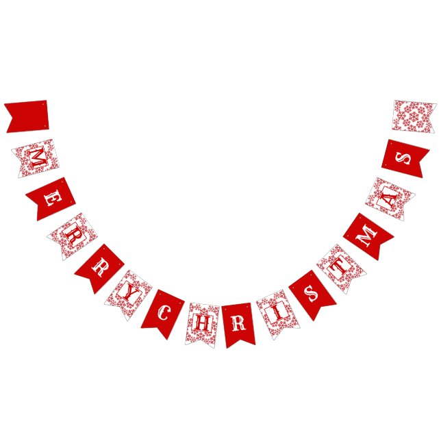 Snowflakes Merry Christmas Red/White Bunting Flags (All)