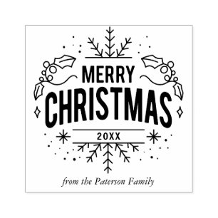 Snowflakes "Merry Christmas" Rubber Stamp
