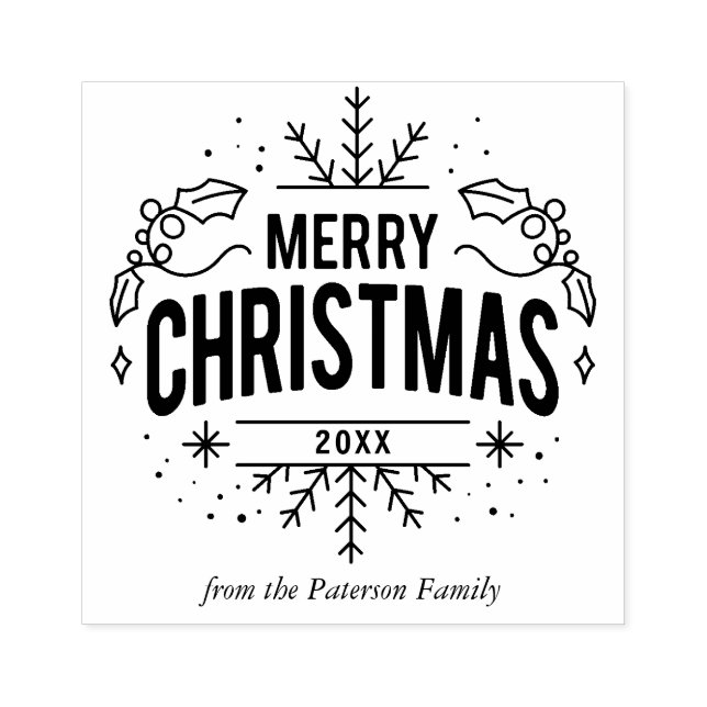 Snowflakes "Merry Christmas" Rubber Stamp (Imprint)