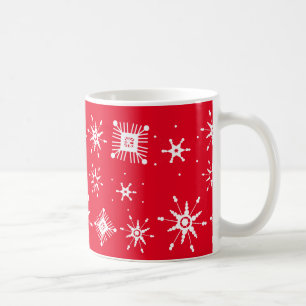 Snowflakes Mix Geometrical Red Coffee Mug