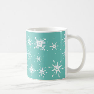 Snowflakes Mix Geometrical Teal Coffee Mug