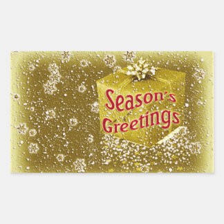 Snowflakes n gifts Christmas gold Rectangular Sticker