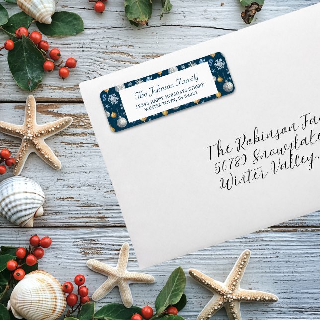Snowflakes & Nautical Elements Pattern (Snowflakes & Nautical Elements Pattern Return Address Label)