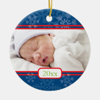 Snowflakes: Navy Blue Ceramic Tree Decoration