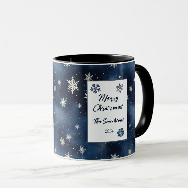 Snowflakes Night Sky Christmas Mug (Front Right)