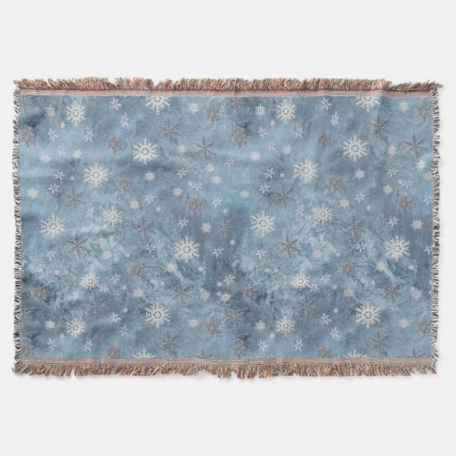 Snowflakes  on a Frozen Glass Window Throw Blanket (Front)